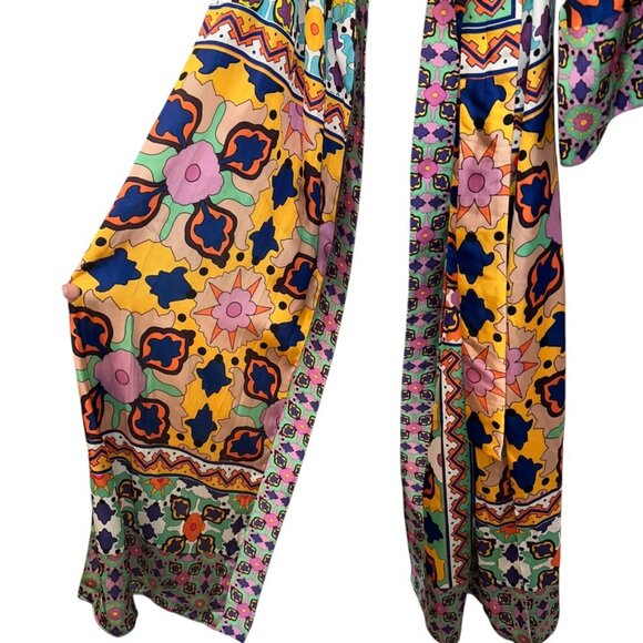 Zara SPECTACULAR vibrant colors mixed print kimono sleeve robe XS - Picture 5 of 6